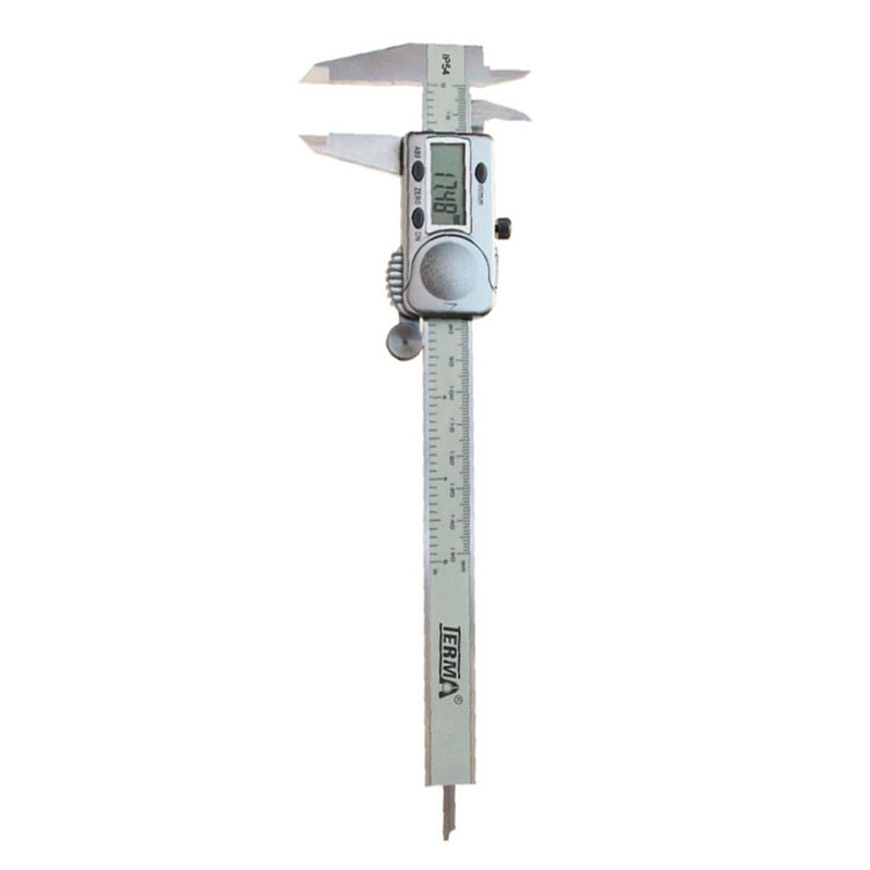 A digital caliper is shown vertically against a white background, with a measurement of 8.60 displayed on the screen. A digital caliper is shown vertically against a white background, with a measurement of 8.60 displayed on the screen.