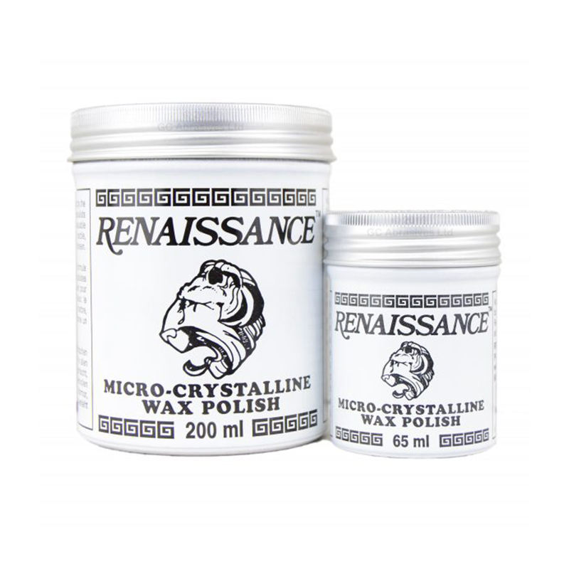 Renaissance Wax Polish two smaller sizes 65ml and 200ml side by side microcrystalline formula Renaissance Wax Polish two smaller sizes 65ml and 200ml side by side microcrystalline formula