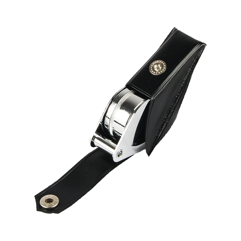 The Alfa Mirage Ruper pocket loupe being placed into its professional snap-button protective leatherette carrying case. The Alfa Mirage Ruper pocket loupe being placed into its professional snap-button protective leatherette carrying case.