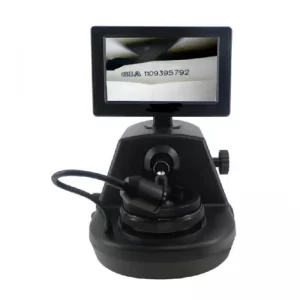 The JYBS digital diamond inscription loupe screen isolating a sharp GIA serial number text sequence on the girdle.