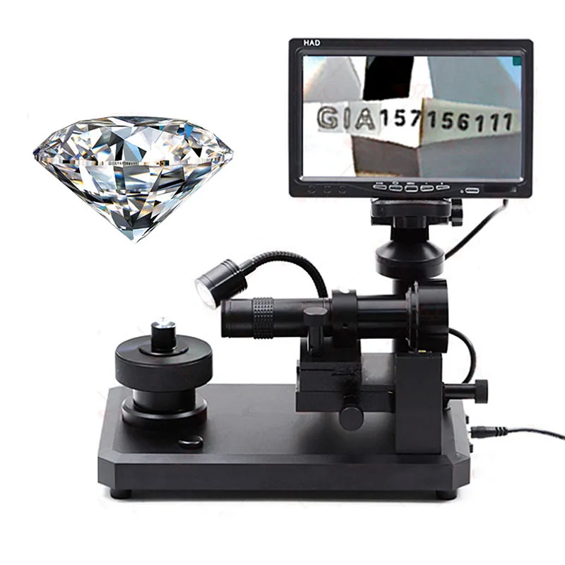 The JYBS digital diamond inscription loupe displaying a sharp GIA tracking number across its 7-inch display. The JYBS digital diamond inscription loupe displaying a sharp GIA tracking number across its 7-inch display.