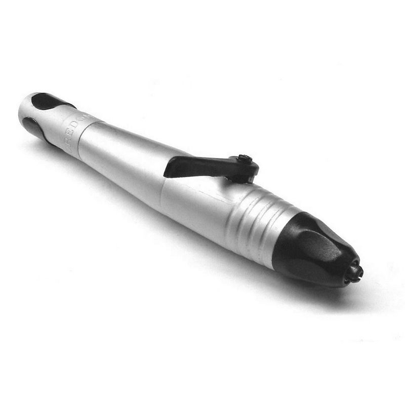 Foredom H 20 Lever-Action Quick Change Handpiece side view with tapered grip and standard key tip. Foredom H 20 Lever-Action Quick Change Handpiece side view with tapered grip and standard key tip.