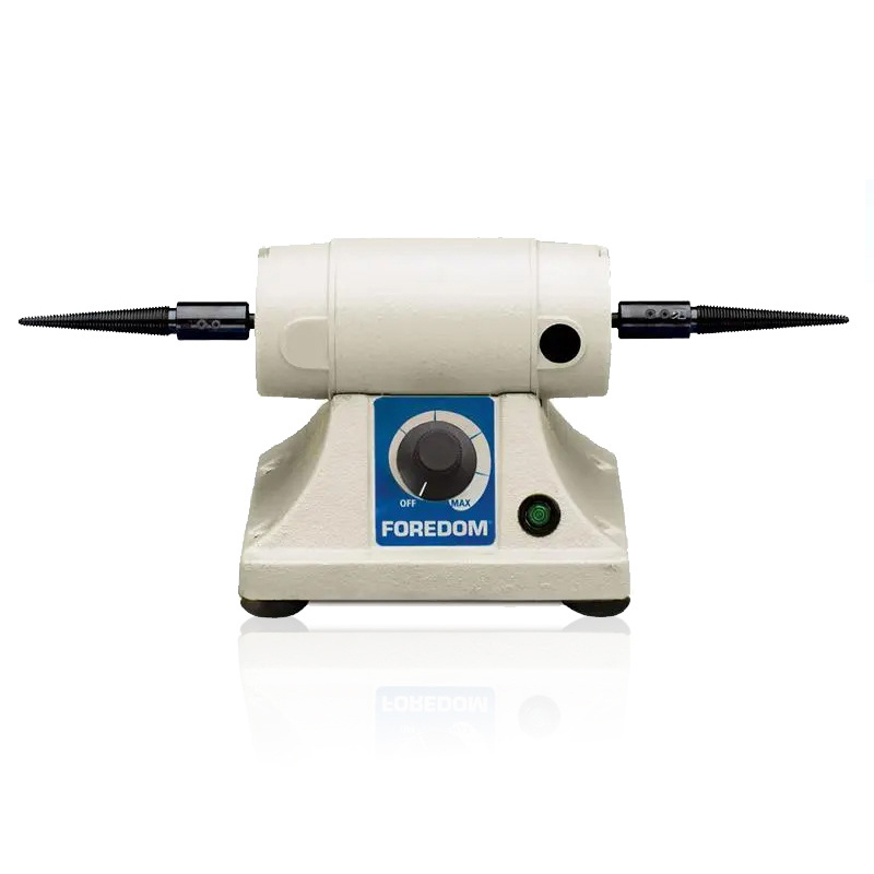 Foredom M BL 22 Precision Mini Bench Lathe front view with dual tapered spindles and speed dial. Foredom M BL 22 Precision Mini Bench Lathe front view with dual tapered spindles and speed dial.