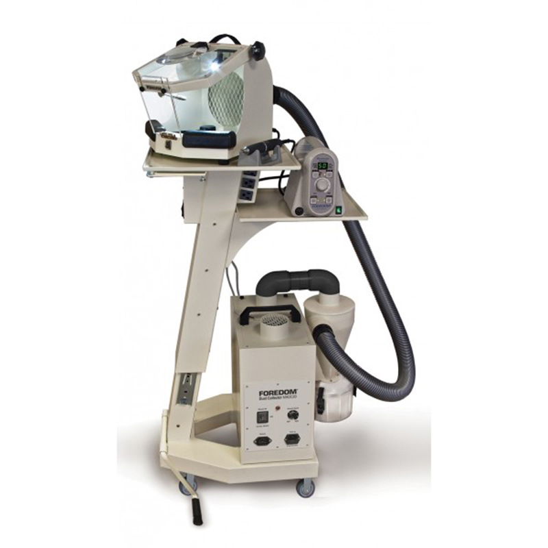 Foredom MADC20 Dust Collector on a mobile work station with micromotor system and another dust hood Foredom MADC20 Dust Collector on a mobile work station with micromotor system and another dust hood