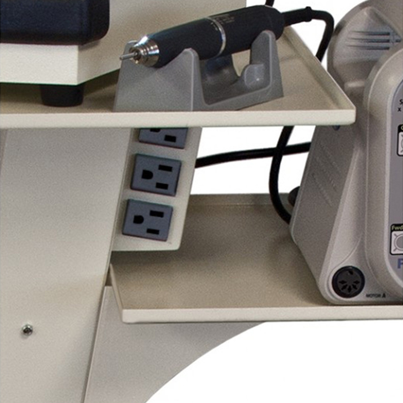 Foredom MAWS10 Work Station close up of power outlets and micromotor handpiece holder Foredom MAWS10 Work Station close up of power outlets and micromotor handpiece holder