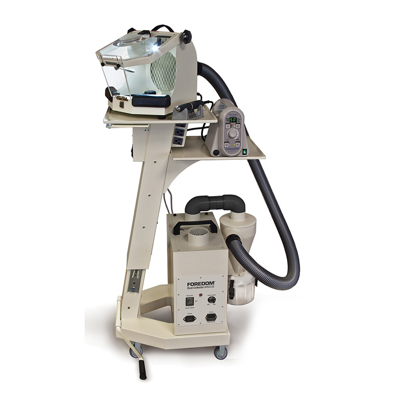 Foredom MAWS10 Work Station displaying a dust collector dust hood and micromotor system Foredom MAWS10 Work Station displaying a dust collector dust hood and micromotor system