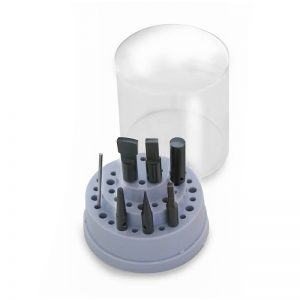 Foredom AK101 Anvil Points 6 Kit in storage case, showing assorted tips for hammer handpieces.