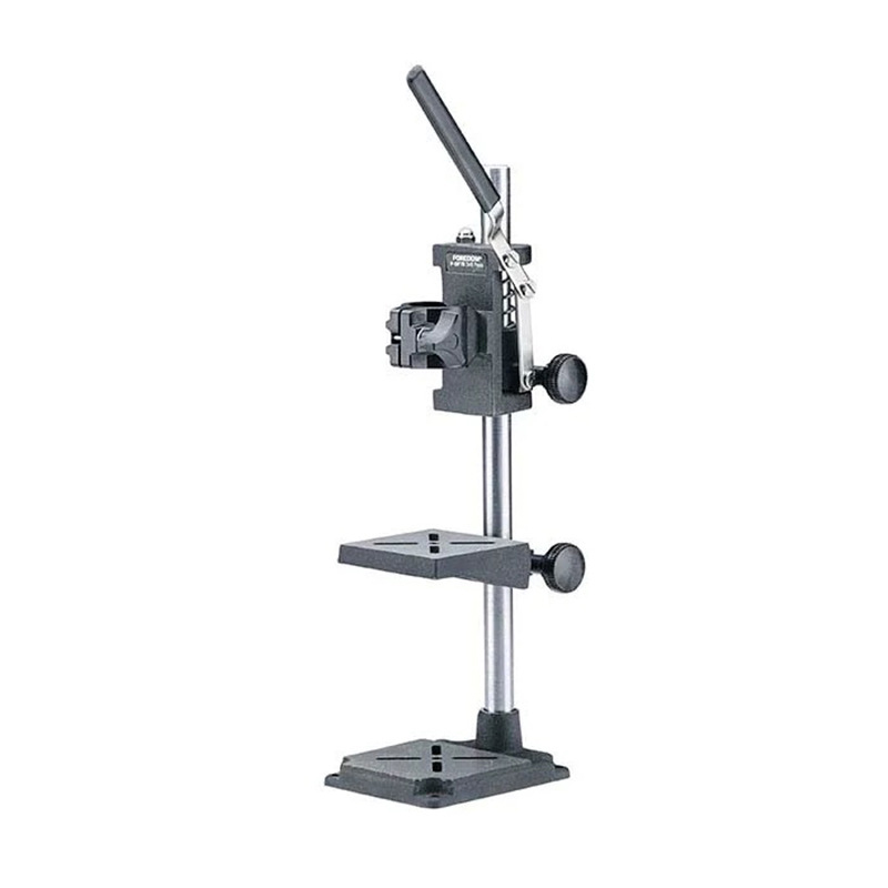 Full view of the Foredom P-DP70 Drill Press Stand without motor, showing the base, post, work table, and lever mechanism. Full view of the Foredom P-DP70 Drill Press Stand without motor, showing the base, post, work table, and lever mechanism.