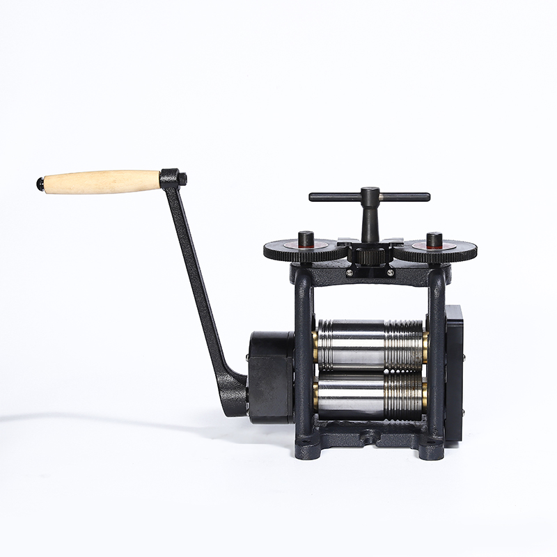 US type 130mm manual jewelry rolling mill machine with gear reduction and wooden handle