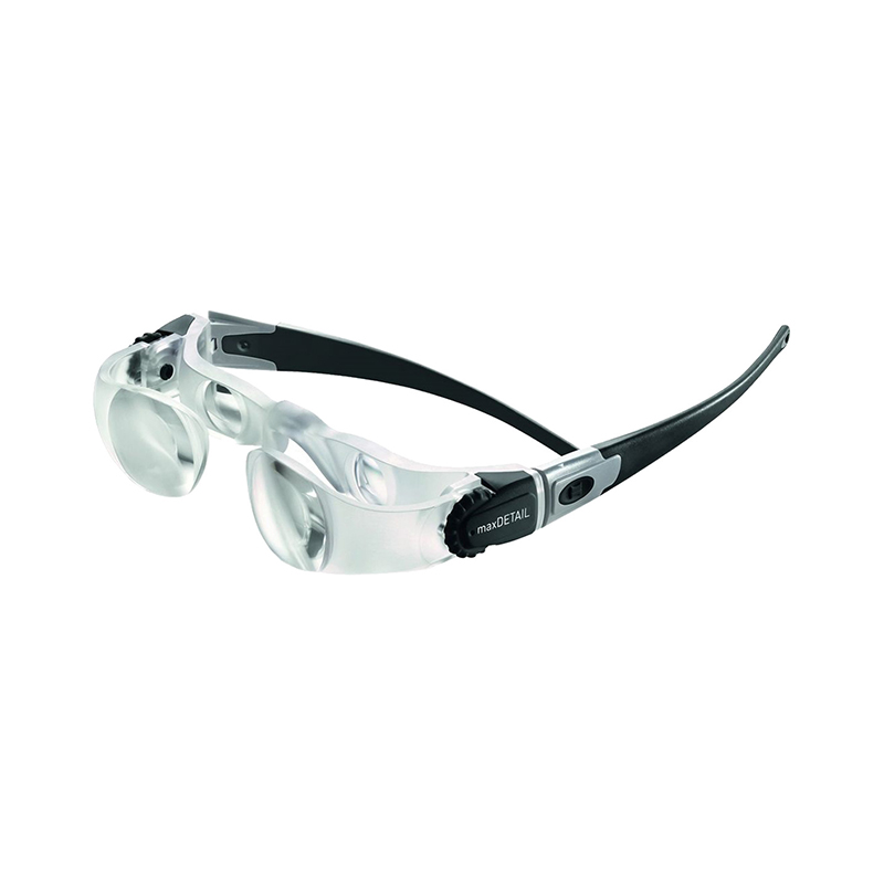 Eschenbach MaxDetail 2x headset magnifier glasses with adjustable lenses for hands-free precision work.