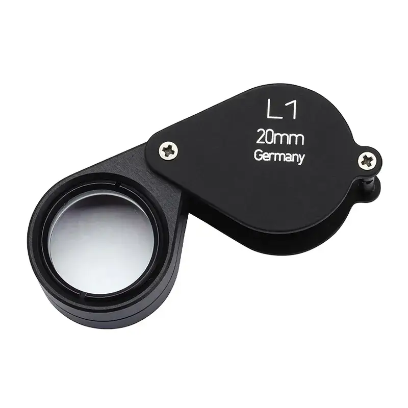 Schneider L1 20mm professional diamond loupe with a black matte finish, made in Germany.