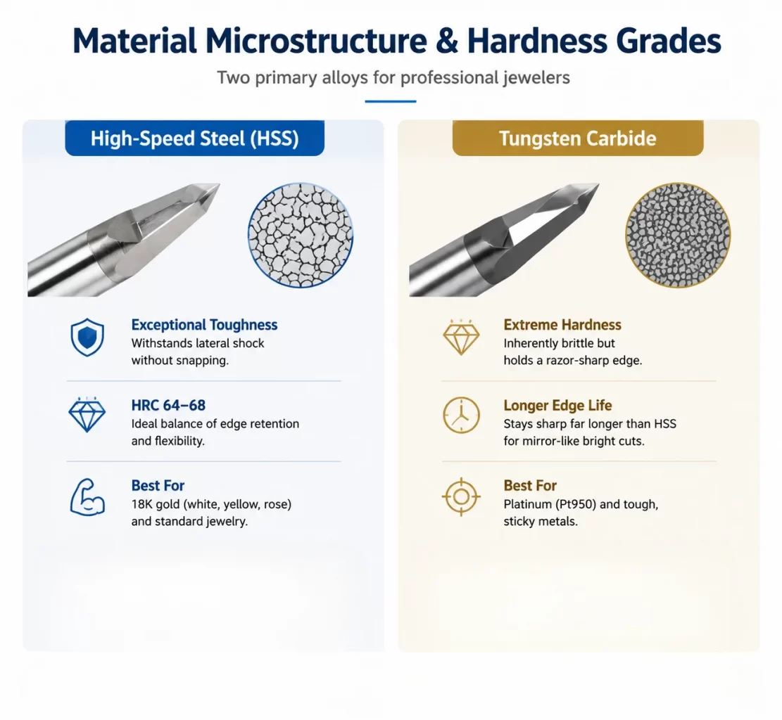 Infographic contrasting low-grade carbon steel's rapid annealing with a professional graver's thermal fatigue resistance.