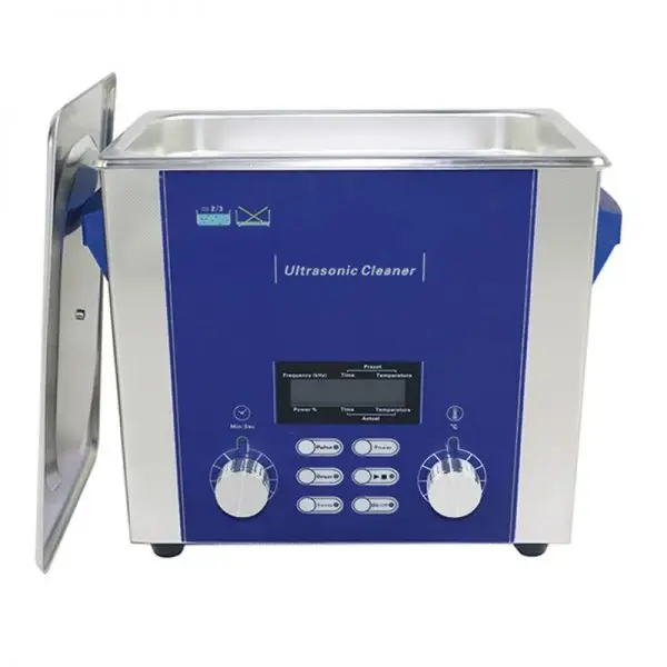Stainless steel ultrasonic cleaner with digital display panel and side handles