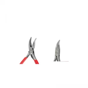 Detailed close-up illustrating the open smooth curved jaws and Antilope brand stamp alongside a side profile of the closed 120mm setting plier head.