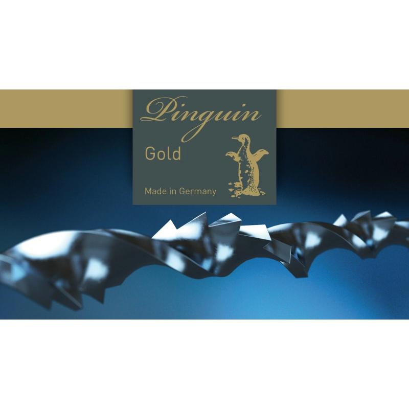 Official brand banner for NIQUA PINGUIN GOLD German-made spiral saw blades featuring the penguin logo and close-up tooth spiral geometry. Official brand banner for NIQUA PINGUIN GOLD German-made spiral saw blades featuring the penguin logo and close-up tooth spiral geometry.