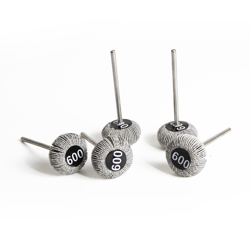 adn® mini mounted emery wheels oval shape Five-piece set of ADN 20x10mm mounted oval flap wheels in 600# pre-polishing fine grit mounted on 2.35mm mandrels.