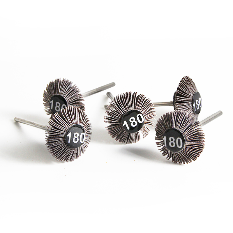 adn® mini mounted emery wheels diamond shape Five-piece arrangement of Thailand-made ADN 25x10mm diamond-shaped mounted emery flap wheels in 180# coarse grit on 2.35mm shanks.