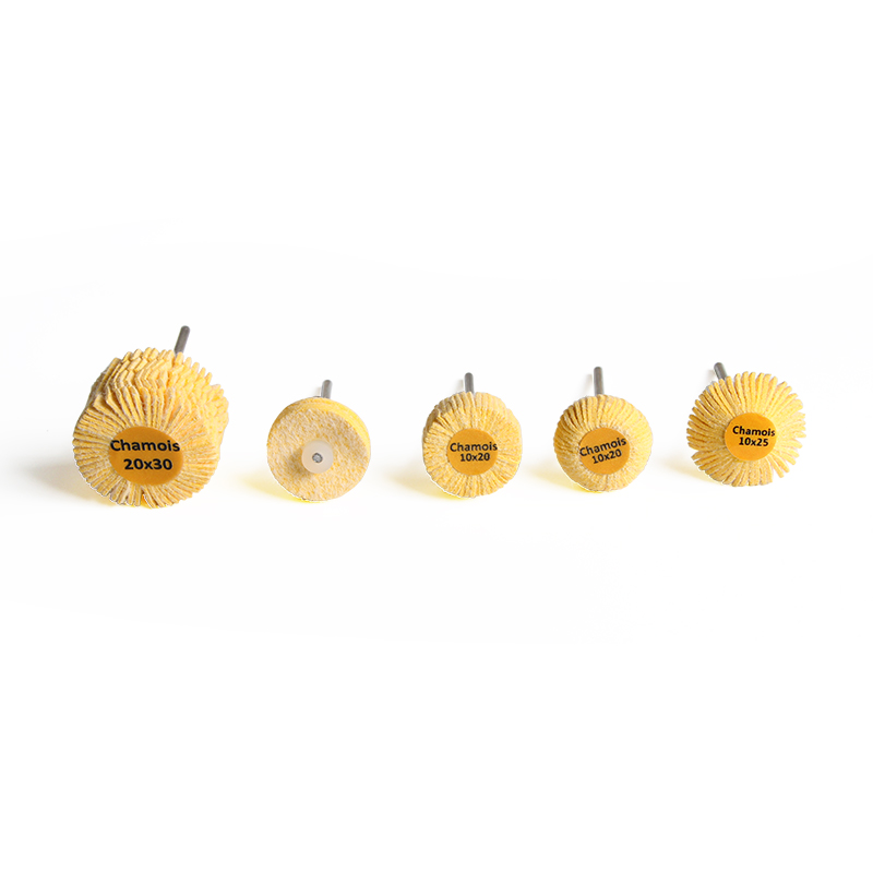 adn® mounted 3m chamois polishing wheels Front-view comparison display of all five ADN 3M artificial chamois mounted wheel geometries covering SKUs BFFC1069 through BFFC1073.