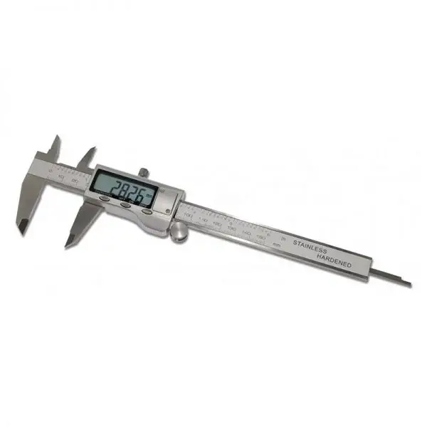 Stainless steel digital vernier caliper for precise measurement of gemstones and jewelry components.