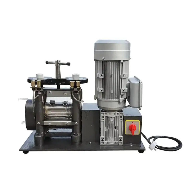 Heavy-duty motorized electric rolling mill with powerful motor for flattening sheet and forming wire.