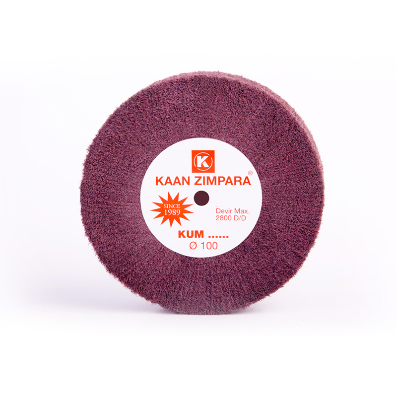 kaan zimpara® brown brose cap for matte thick floor Front perspective view of the KAAN ZIMPARA 100mm Brown Brose Cap solid fiber wheel showing its dense, non-woven textured face and center branding.