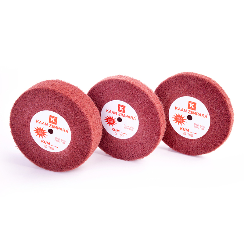 kaan zimpara® red taf brose cap matte for thin scratches Row display of three KAAN ZIMPARA 100mm Red Taf Brose Cap wheels illustrating the 10mm, 15mm, and 30mm thickness configurations.