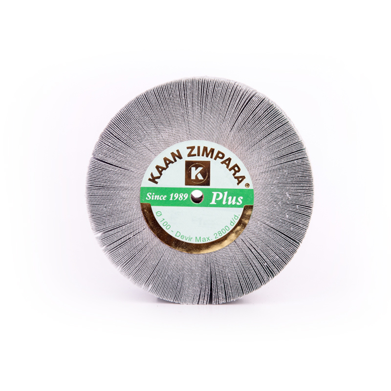 kaan zimpara® plus emery fan diamond grind full sandwich cap Front perspective view of the KAAN ZIMPARA Plus 100mm full-sandwich diamond emery fan grinding wheel showing its circular abrasive flap layout.