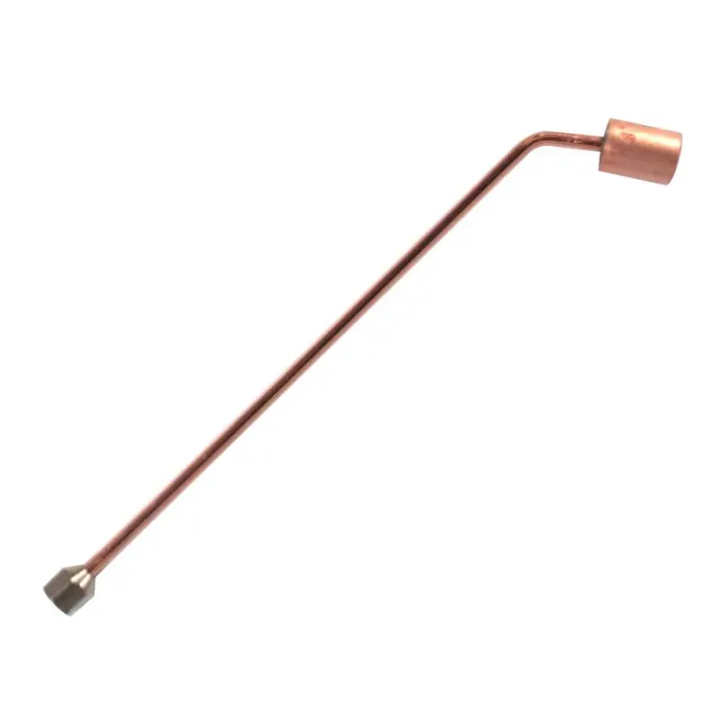 miller® smith torch tip heating tips Side perspective of the Miller Smith 6-inch heating tip showing the extended copper tube, hex mounting nut, and angled nozzle head.