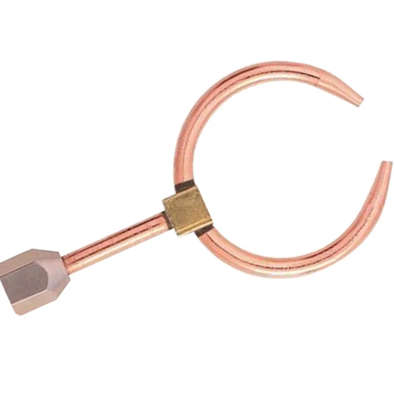 miller® smith torch tip twin flame Angled top view of the Miller Smith twin flame replacement tip highlighting the dual opposing flame orifices for wraparound heating.