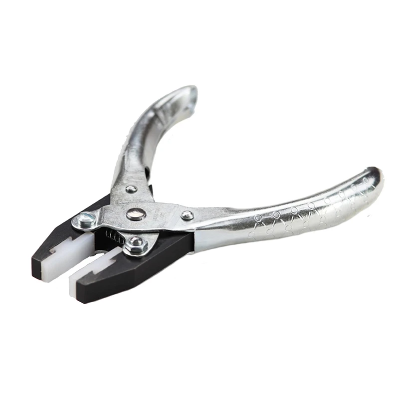 Nylon jaw bending pliers with smooth non-marring pads designed to protect wire and metal from scratches.