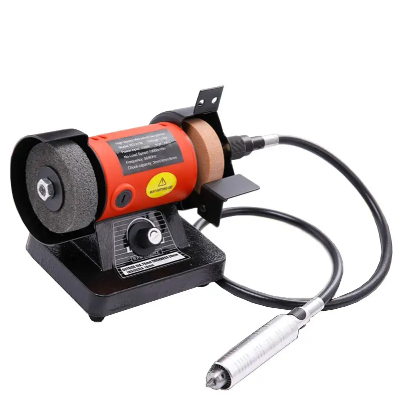 BG-3108 mini bench lathe grinder with flexible shaft attachment.