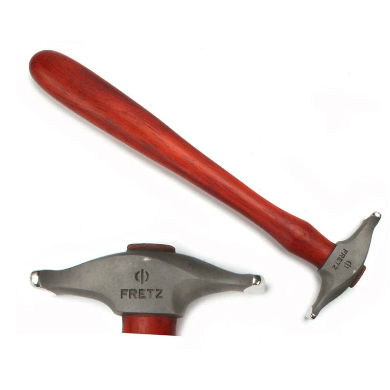 fretz® narrow raising hammer Composite layout of the Fretz HMR-3 hammer highlighting head geometry details alongside the complete ergonomic hardwood handle.