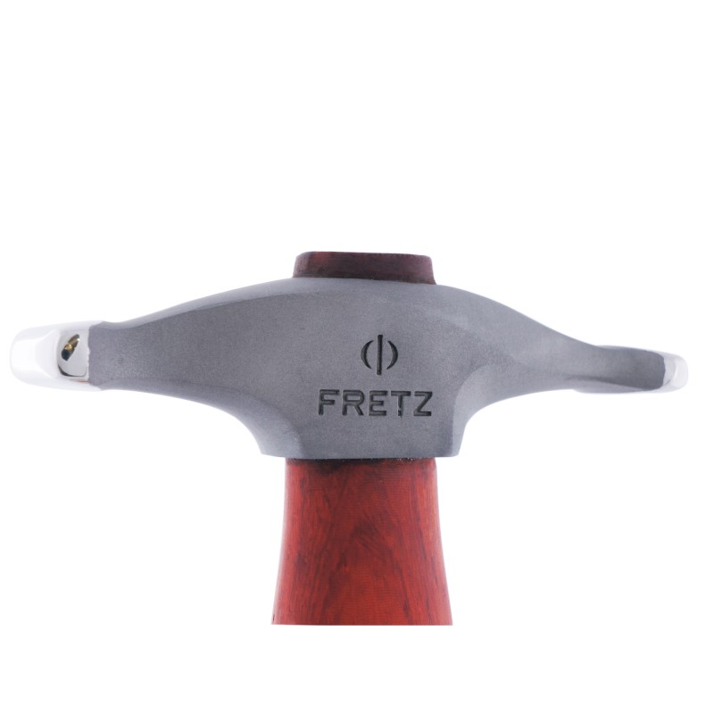 fretz® narrow raising hammer Close-up side profile of the Fretz HMR-3 hammer head showing the engraved Fretz logo and polished rectangular working faces.