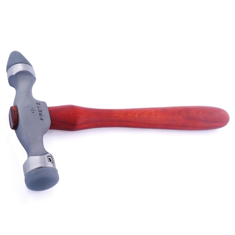 fretz® double ended insert hammer Full horizontal view of the Fretz HMR-7 hammer displaying the dual insert collars and contoured hardwood handle.