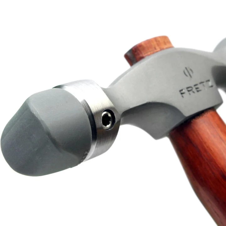 fretz® double ended insert hammer Macro view of the Fretz HMR-7 collar highlighting a low-angle tapered plastic wedge insert secured by a recessed set screw.