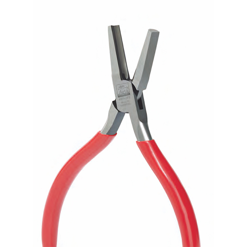 niqua® antilope half round & concave nose pliers without spring 130mm Front perspective view of the NIQUA Antilope 04-039-130 half-round and concave-nose plier with red PVC handles and open mating jaws.