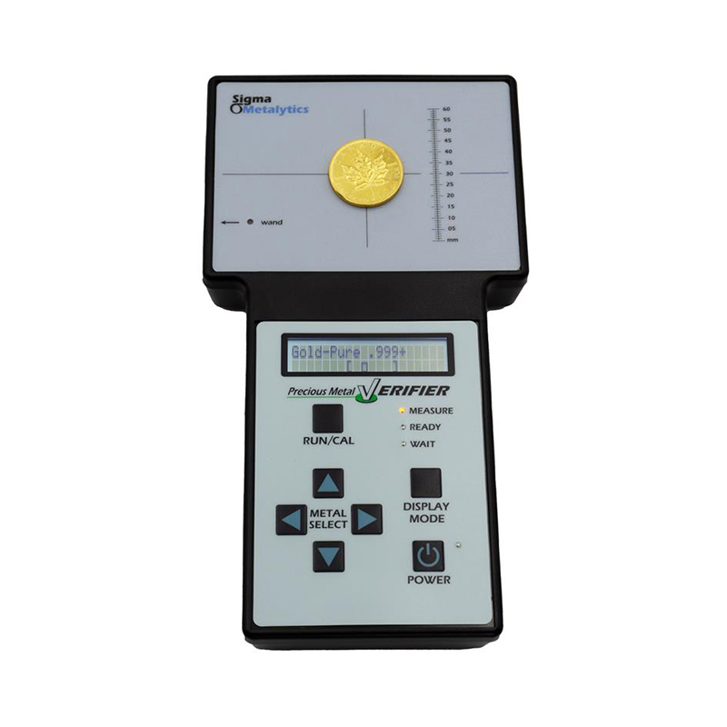 sigma metalytics precious metal verifier pmv original Sigma Metalytics PMV Original with display mode button testing pure gold coin.