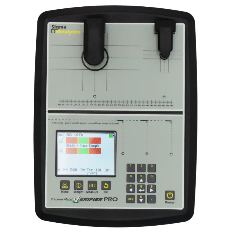 sigma metalytics precious metal verifier pmv pro Front perspective view of the Sigma Metalytics PMV PRO base console showing dual onboard sensor arms, digital LCD screen, and numeric keypad.