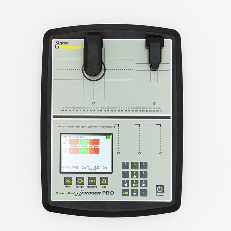 sigma metalytics precious metal verifier pmv pro + external bridge Top-down view of Sigma Metalytics PMV Pro main body with keypad and sensor plate.