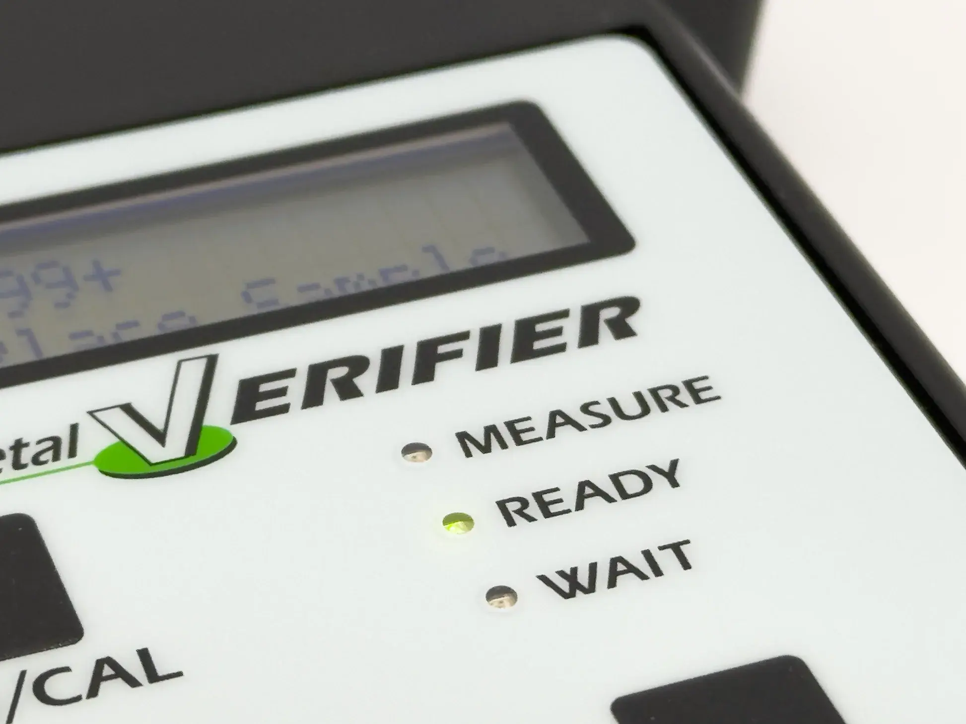 sigma metalytics precious metal verifier pmv original Close-up view of the PMV front panel showing illuminated Ready LED status lights alongside Measure and Wait indicators.