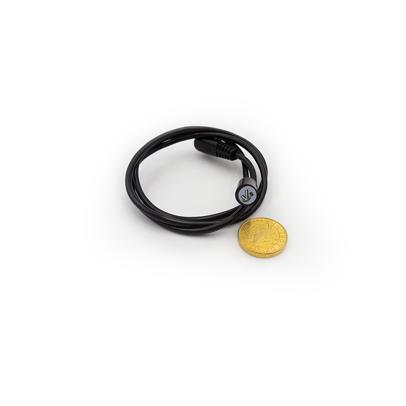 sigma metalytics precious metal verifier pmv pro + external bridge Sigma Metalytics PMV small external wand placed on a gold coin for precision testing.