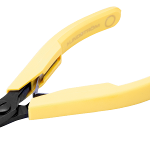 Isolated side view of the Lindstrom 8248 precision diagonal cutter with yellow ESD-safe handles.