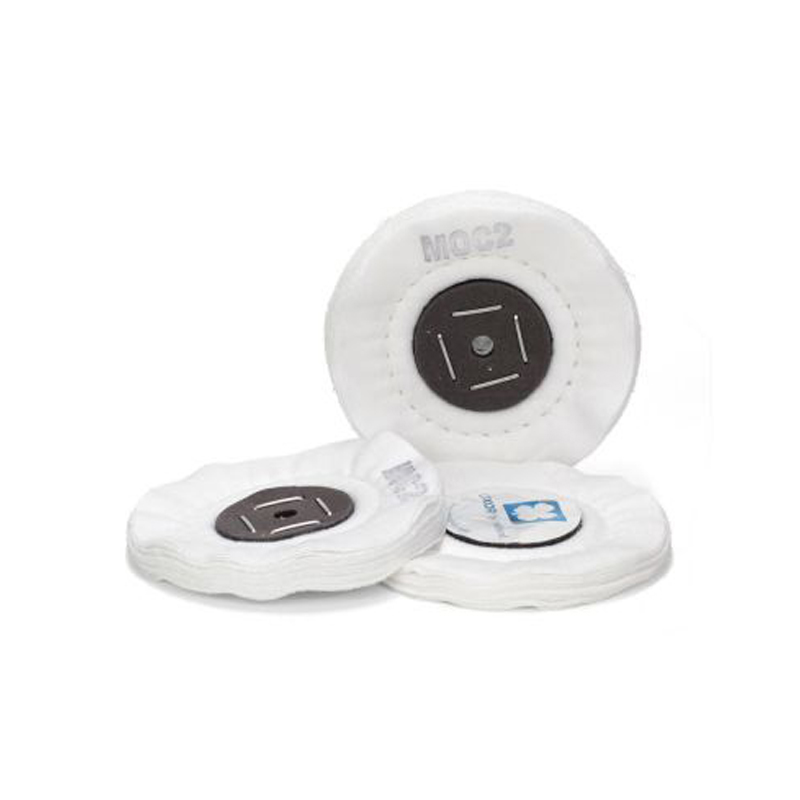 luxor® merard moc2 flannel fabrics Set of 100mm LUXOR by MERARD MOC2 flannel buffing wheels with single stitch and branded centers.