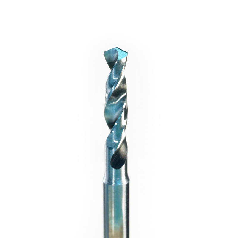 niqua® 58pm twist drill Macro view of the NIQUA SUPER Q 58PM twist drill spiral fluted head mounted on a 2.35mm shank.