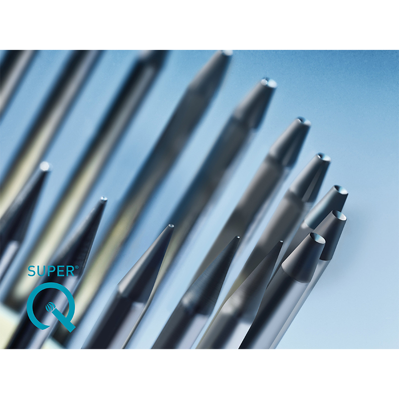 niqua® beading tools Macro lineup of NIQUA SUPER Q beading tools showing precision hemispherical concave burnishing tips.