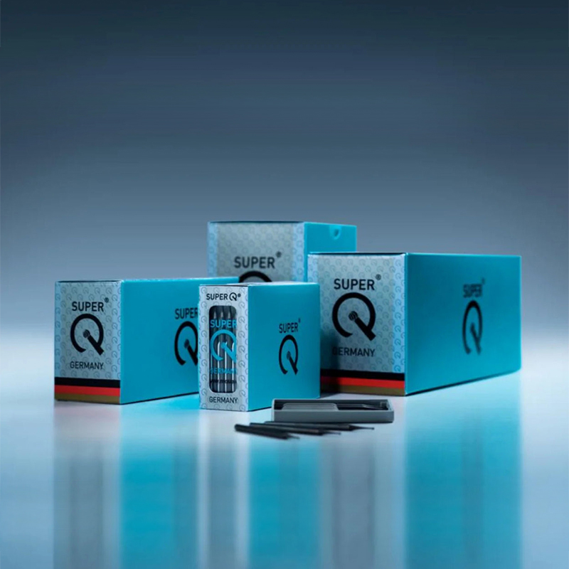 niqua® 25 tool steel burs wheel German retail and workshop box packaging for NIQUA SUPER Q precision rotary jewelry burs.