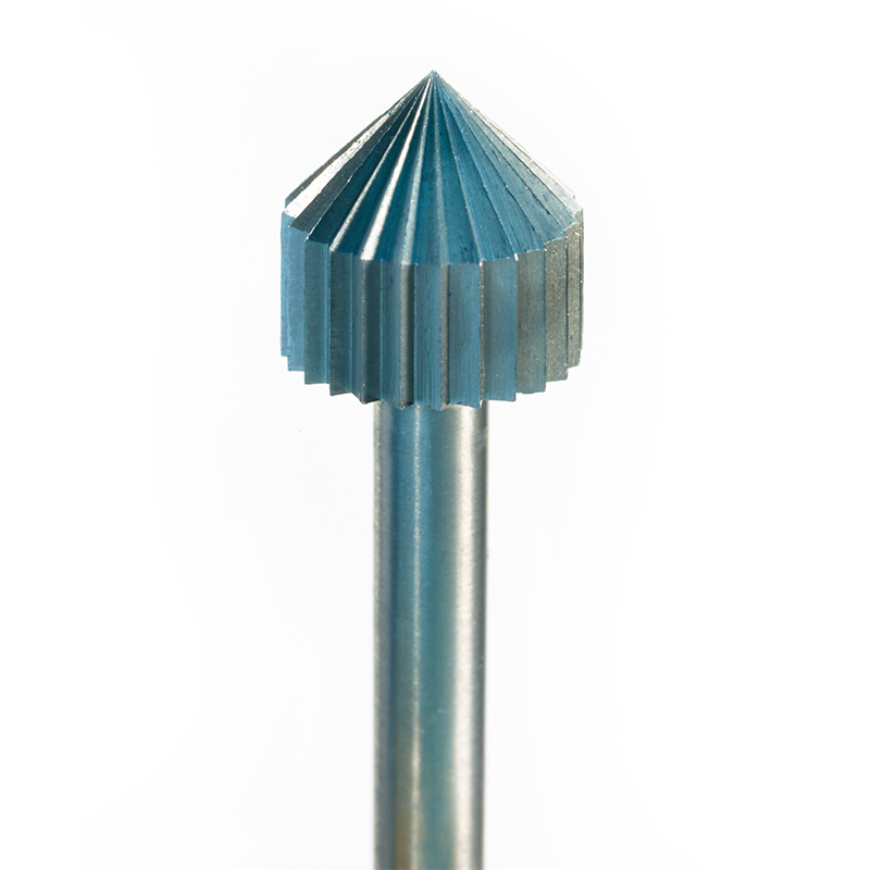niqua® q 1237 set Macro view of the NIQUA SUPER Q Q(f) stone-setting bur fluted head mounted on a 2.35mm shank.