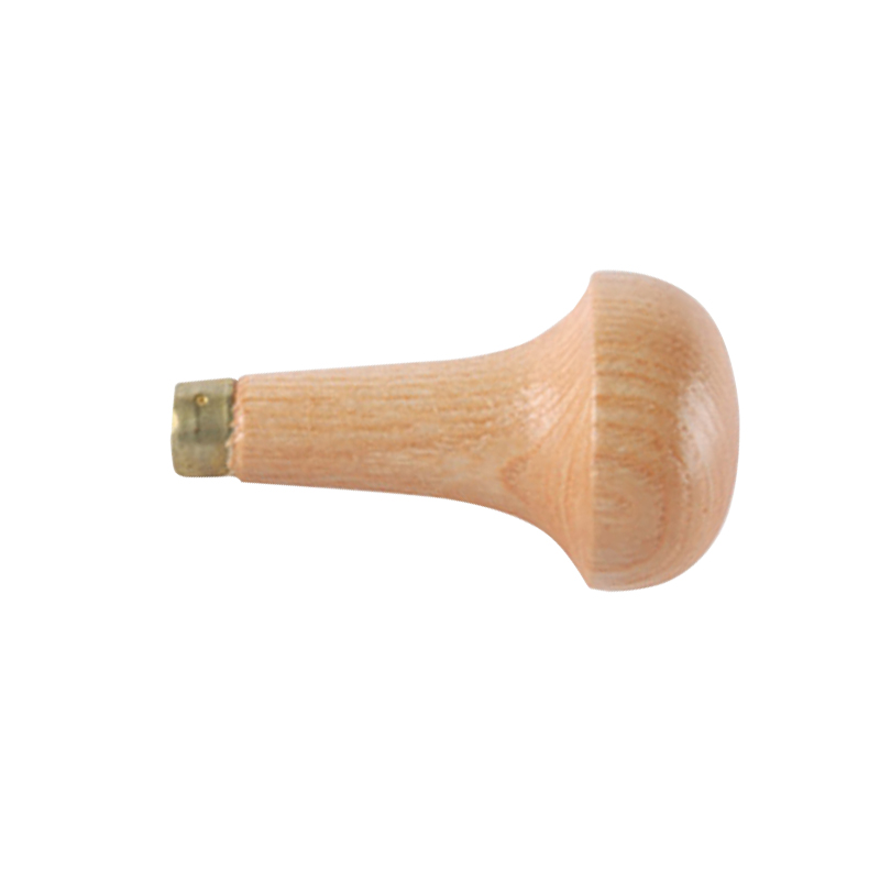technique® asic handle mushroom long Side profile showcasing the smooth turned beech wood finish and the ergonomic curvature of the mushroom cap.
