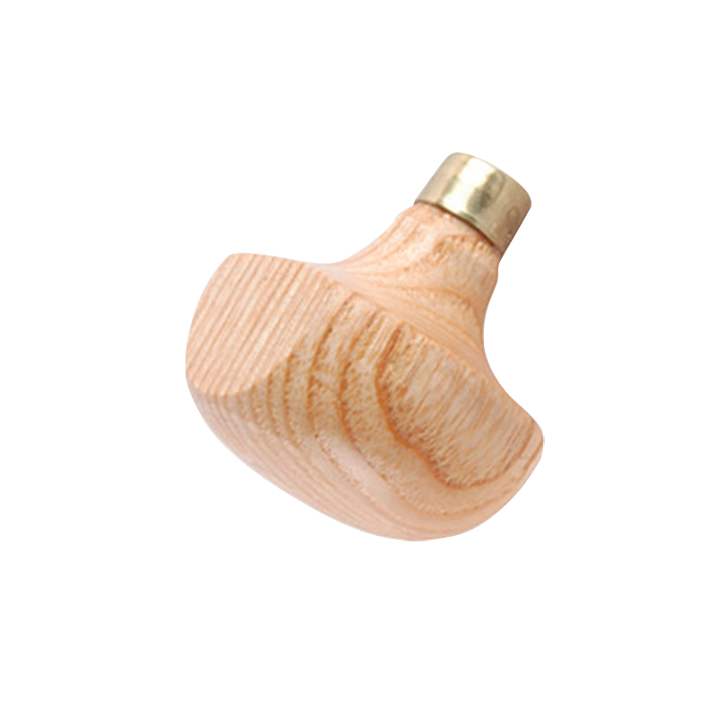 technique® asic handle mushroom w/flat Close angle focusing on the solid brass socket collar and ergonomic contour of the French beech wood handle.