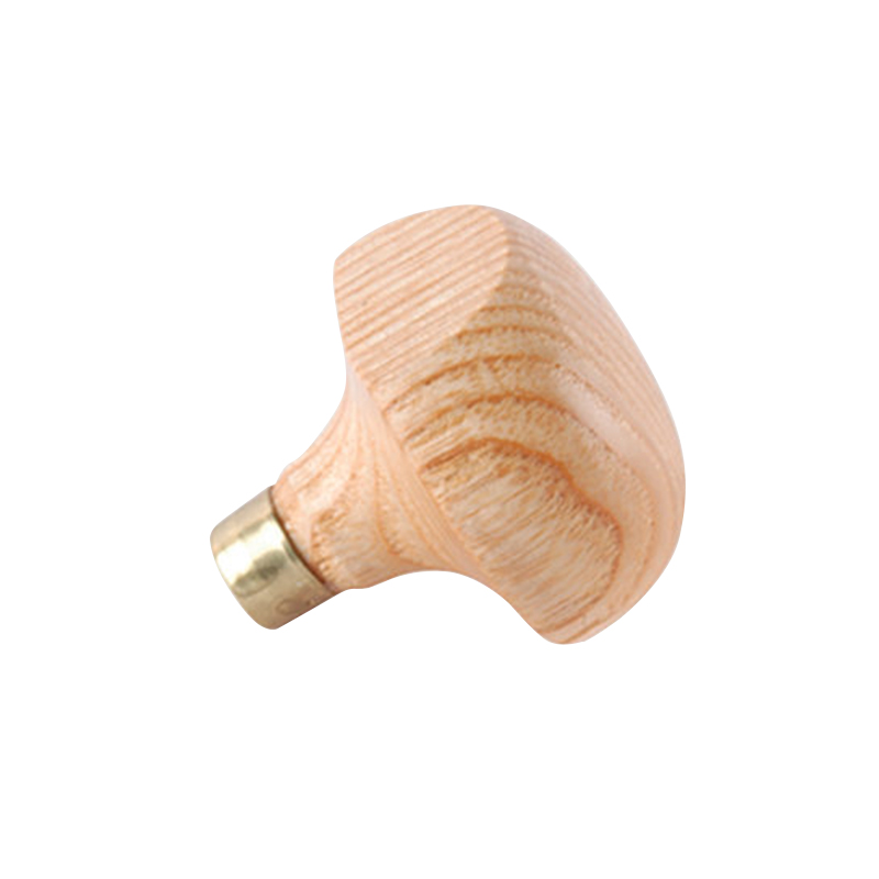 technique® asic handle mushroom w/flat Side-angled view highlighting the planar flat side cut along the beech wood mushroom cap and neck taper.